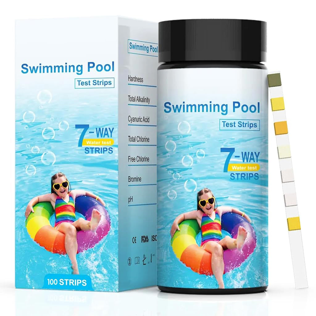 HASTHIP 100 Counts Swimming Pool Water Quality Test Strips Multi Use Water Quality Test Strips for PH, Hardness, Total Alkalinity, Total Chlorine, Bromine, Cyanuric Acid HASTHIP 100 Counts Swimming Pool Water Quality Test Strips Multi Use Water Quality Test Strips for PH, Hardness, Total Alkalinity, Total Chlorine, Bromine, Cyanuric Acid